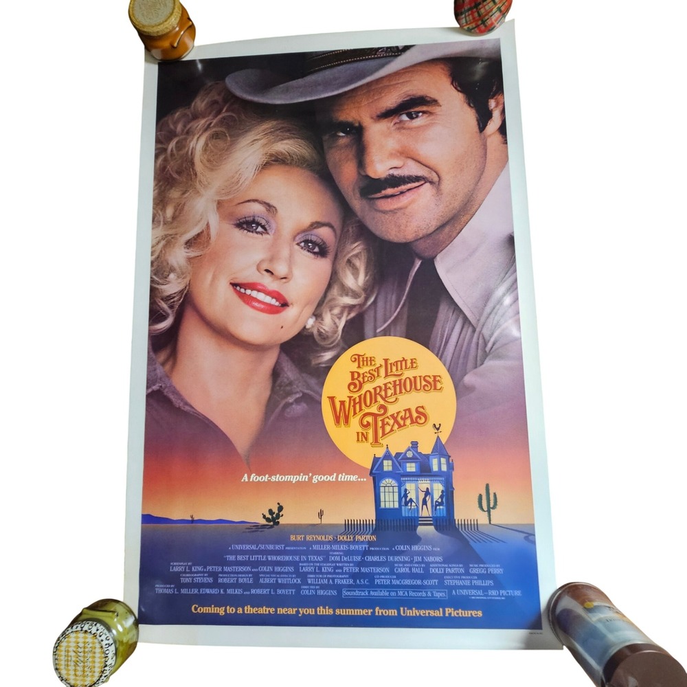 The Best Little Whorehouse in Texas 1982 Movie Poster Burt Reynolds Dolly Parton